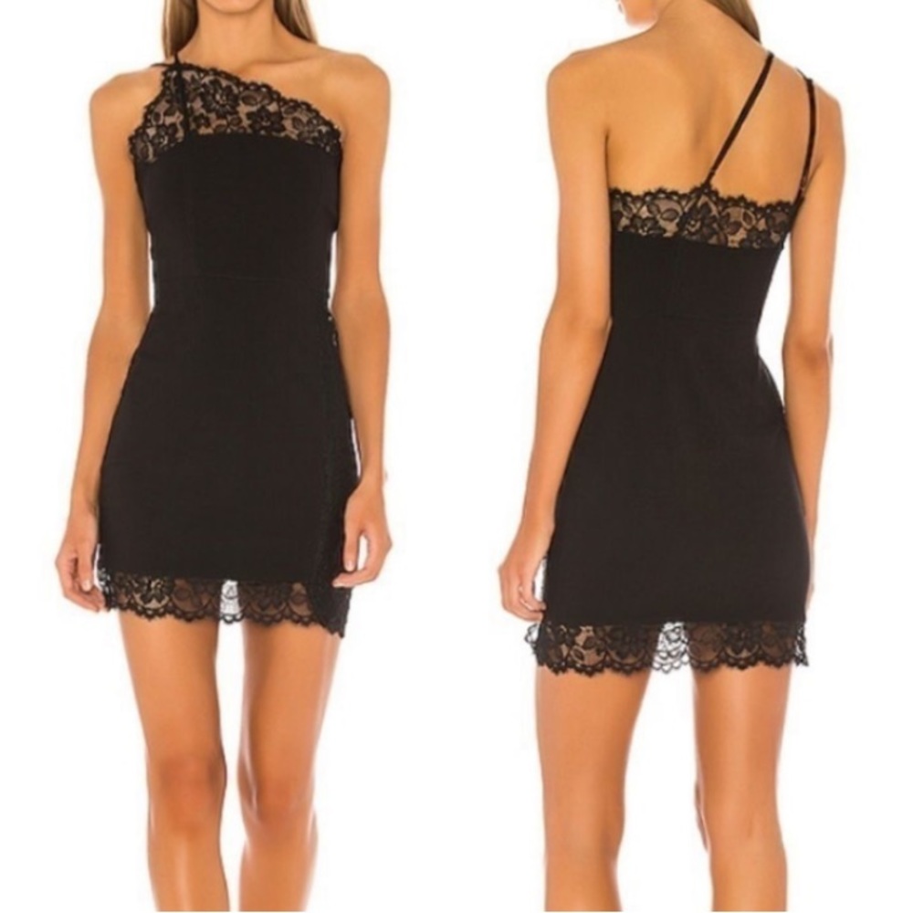 Free People Premonitions Black Fringe Lace Trim Hem Slip Bodycon Dress - S - Picture 1 of 15